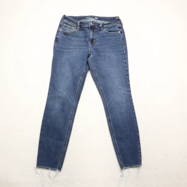 Old Navy Rockstar Women's Size 6 Blue Mid Rise Siper Skinny Stretch Denim Jeans
