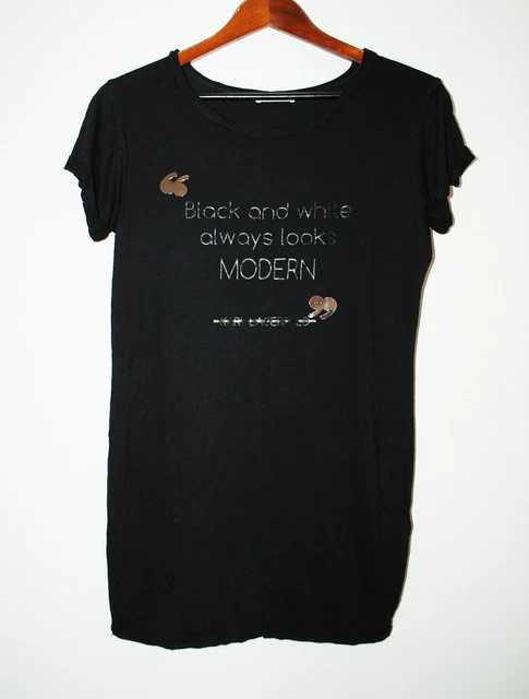 RELISH Mini Abito Maxi Tshirt nero viscosa stampa KARL LAGERFELD tg. M 42