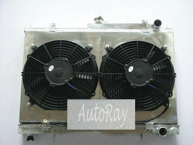 FULL ALUMINUM RADIATOR + Shroud+ Fans for Nissan Skyline R33 R34 GTS-T ...