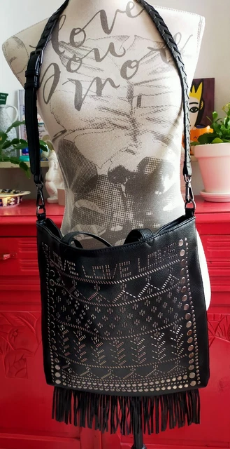 Sac à Franges En Cuir Indien Western - Fabriqué Au Canada - Taille 30x31cm
