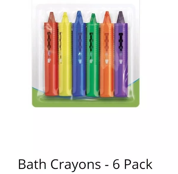 First Steps Pack Of 6 Baby Bath Crayons for Fun In Bath - Non Toxic Bath Toys
