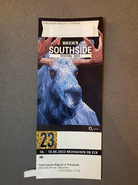 1x Southside Festival Ticket 2023 Festivalpass Regular 1x Southside Festival Ticket 2023 Festivalpass Regular