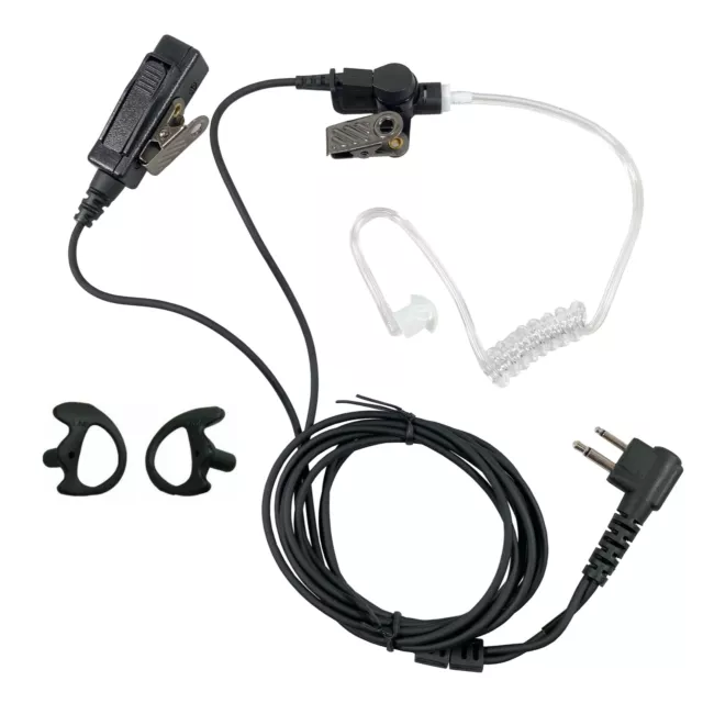 Headset Earpiece for Motorola Radio PTT Mic w/ Earbud/Black Earmold (Combo Pack)