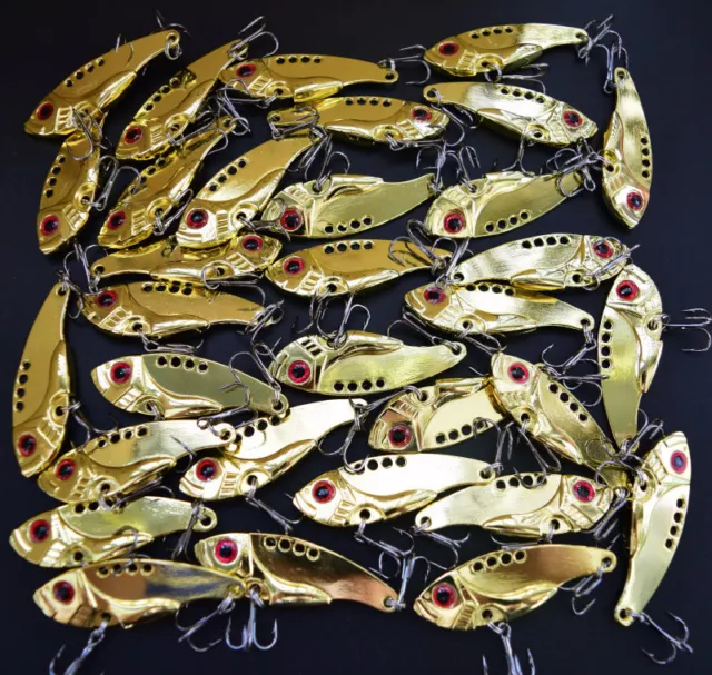 Lot 10x Golden Fishing Metal VIB Spoon Lures Bass Baits Crankbaits 5.5cm 3.5cm