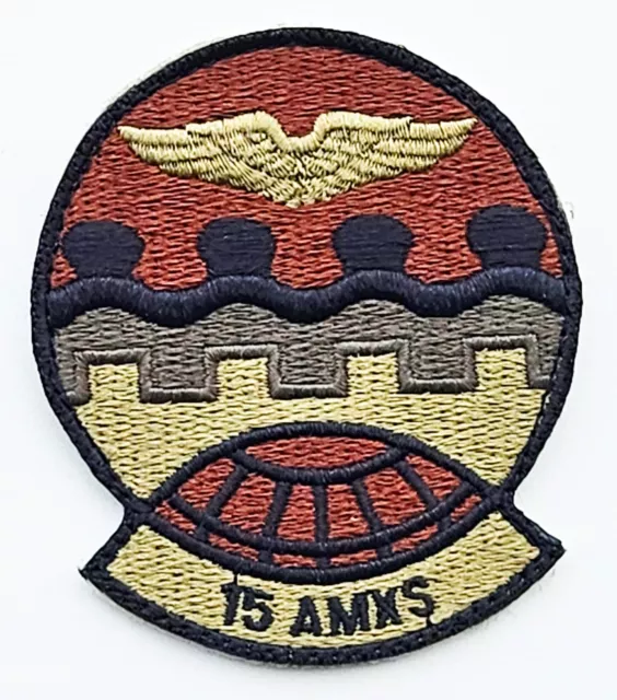 Air Force 15th Aircraft Maintenance Squadron Spice Brown Hook Back Patch