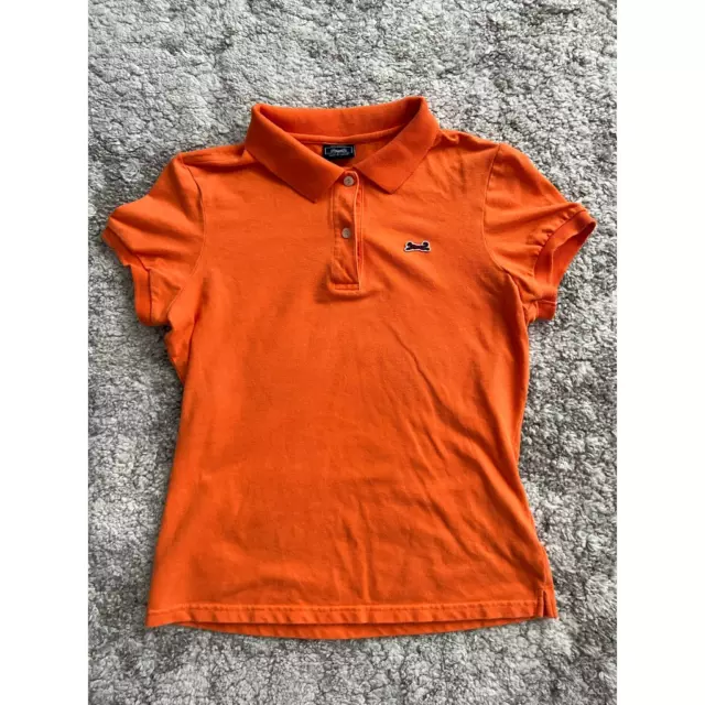 Le Tigre Womens Polo Golf Shirt Orange Short Sleeve Collar Stretch Cotton L