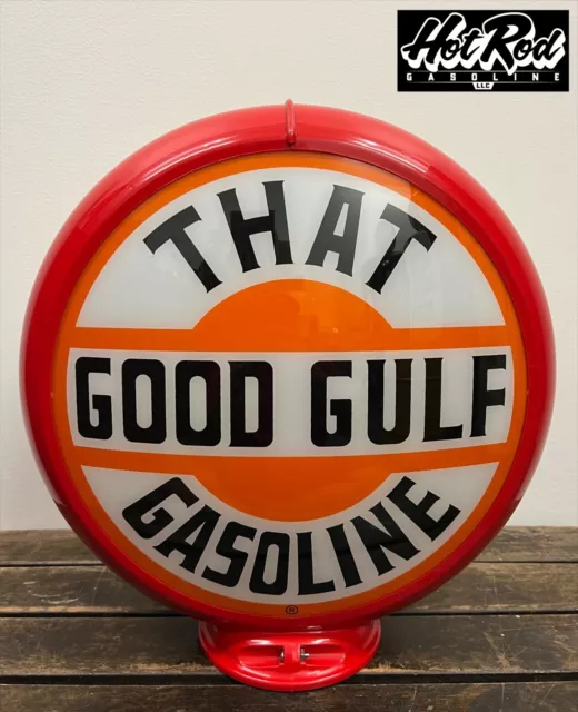 GOOD GULF Reproduction 13.5" Gas Pump Globe - (Red Body)