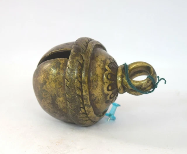 Vintage India Bronze Pet Bell Embossed Design Unique Shape Collective.G70-115