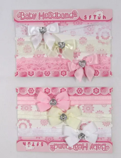 Headbands Hair Accessory Bowknot Christening Heart Lace Bow 3 Pack NB Baby Girls