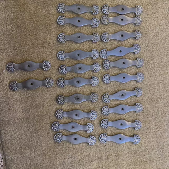 VTG LARGE LOT KEELER SILVER Drawer Cabinet Door Pulls Handles Shells Refinish