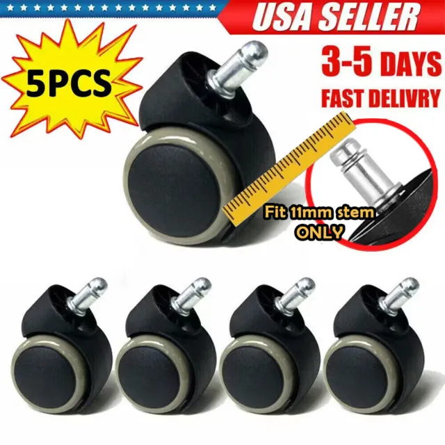 Office Chair Caster Wheels Pu Wheels for Hardwood Floor Replacement Set of 5