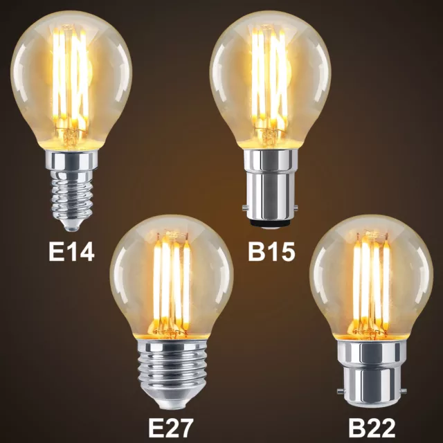 Retro Vintage LED Golf Ball Light Bulb E14 E27 B22 B15 Antique Edison Style