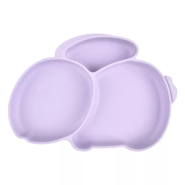 Cartoon Children Dishes Cute Silicone Baby Feeding Dishes Baby Cutlery (Purple)