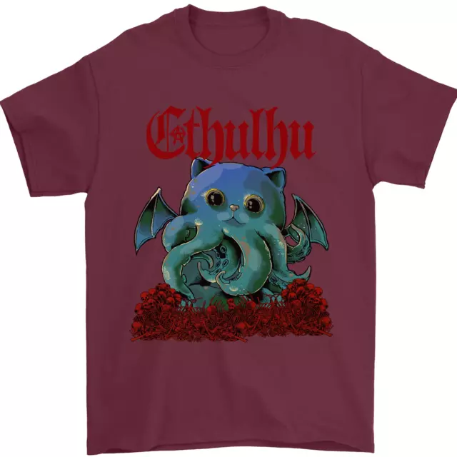 T-shirt da uomo parodia Kraken Cathulhu divertente gatto Cthulhu cotone Gildan