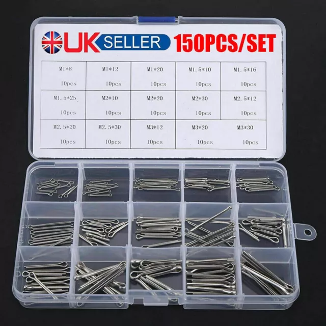 150Pcs Split-Pins / Split Cotter Pins Stainless Steel A2-Marine Grade (304) Tool