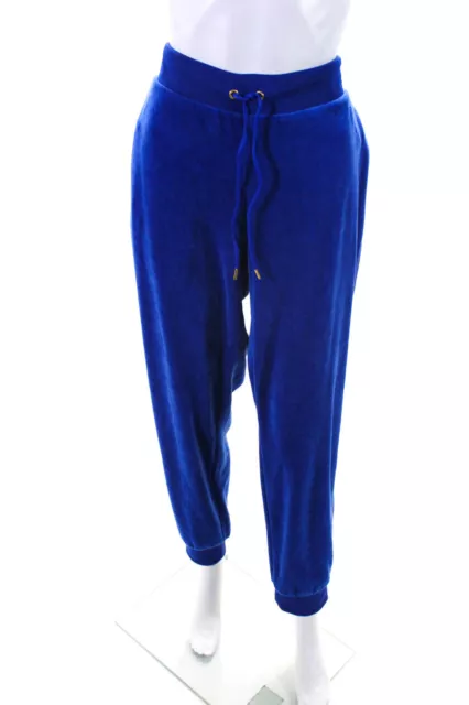 Juicy Couture Womens Cotton Velvet Drawstring Joggers Pants Royal Blue Size XL