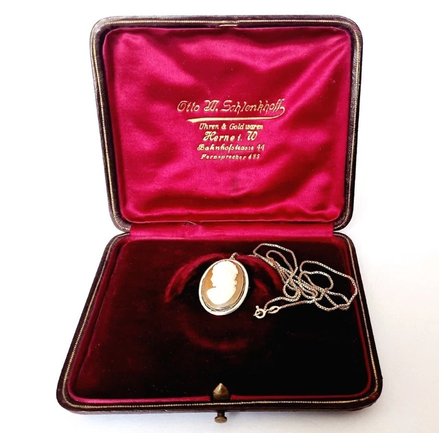 Broche Pendentif Camée Coquillage Vintage Argent Sterling 925 - Italie - Occasion