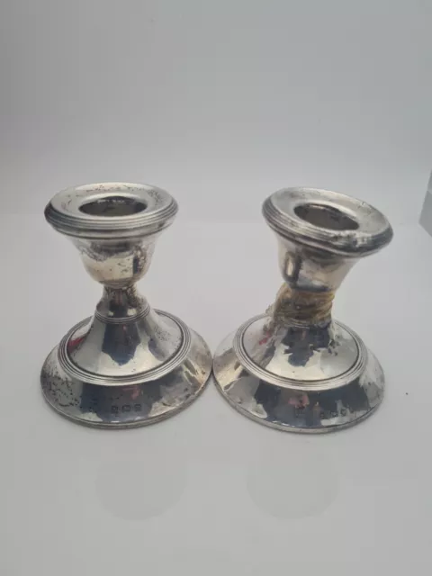 c.1920-21 Pair Of Dwarfs Silver Candlesticks, One Good & One Scrap / Repair.