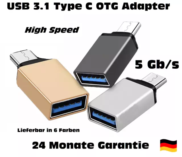 Converter/Adapter USB 3.1 Type C Male To USB 3.0 Type A Female OTG Plug & Play