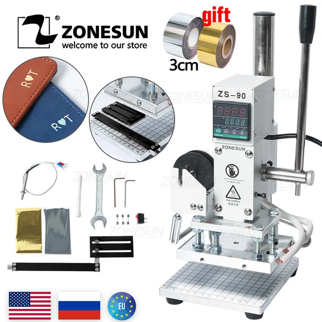 ZS-90 máquina de estampado de película caliente papel de madera marca máquina de estampado de cuero