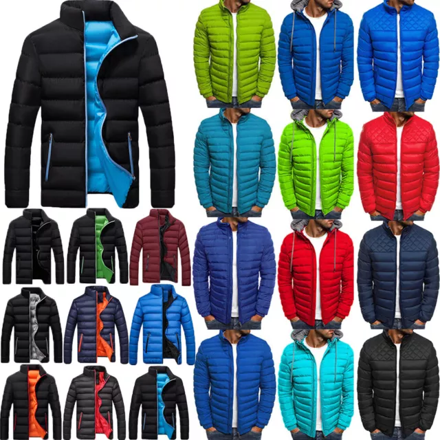 Mens Hoodie Puffer Comfy Jacket Winter Warm Quilted Zip Up Outwear Bubble Coats