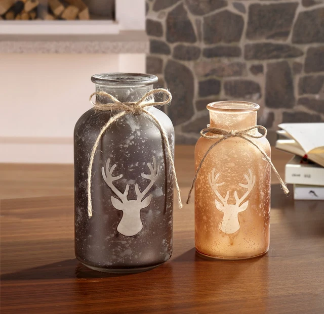 Salvare Set 2x Deko-Vase " Hirsch ",2er Set,Bello Tierdesign,Gesprenkelte Ottica