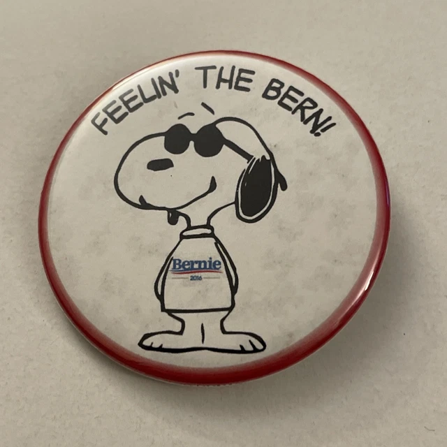 Feelin The Bern Bernie Sanders Snoopy Dog Button Pin PB27F