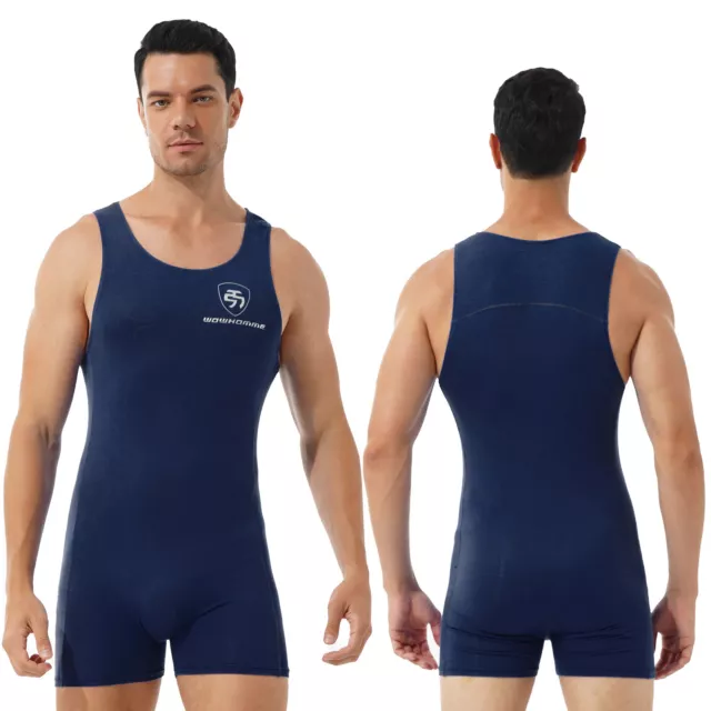 Men Bodysuit Underwear Spandex One-Piece Leotard Dance Unitard Jumpsuit Singlet