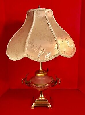 French Empire Style Table Lamp Frosted Cut Glass Globe & Brass Winged Griffins