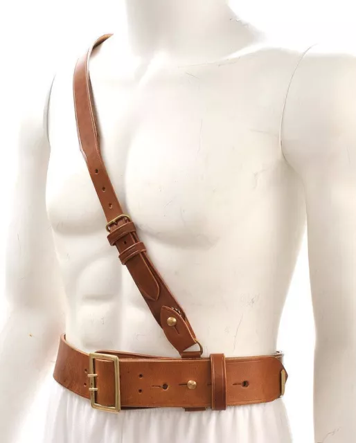 Sam Browne Belt with Shoulder Strap Brown Leather WW1 will fit 38"- 42" 3
