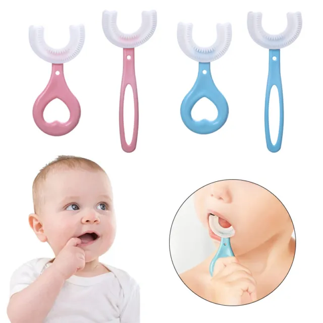 Baby Zahnbürste U-Förmig Silikon Bürstenkopf Reinigung Zähne Kids 2-12 Jahr ！ 2