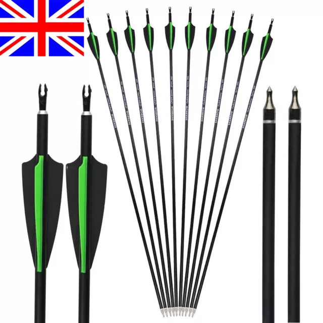 12X Archery Carbon Arrows SP500 Screw Points Compound Recurve Bow Target Hunting