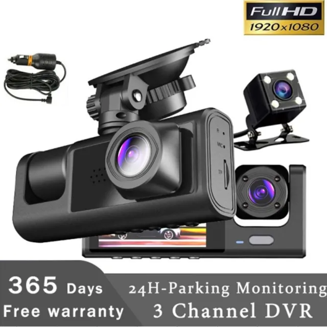4K Dash Cam, UHD Front 4K & Rear 2K Dual Dash Camera for Cars, 3 IPS 170°  Wide Angle Dashboard Camera with 64GB Card and Card Reader, Starlight Night
