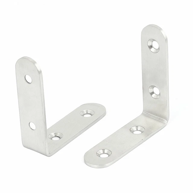 65mmx65mm L Shape Shelf Corner Brace Stainless Steel Right Angle Bracket 2Pcs