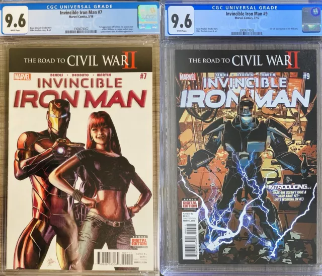 Invincible Iron Man 7 & 9 CGC 9.6! 1st & 2nd App Riri Williams!!! Not 9.8 NM+