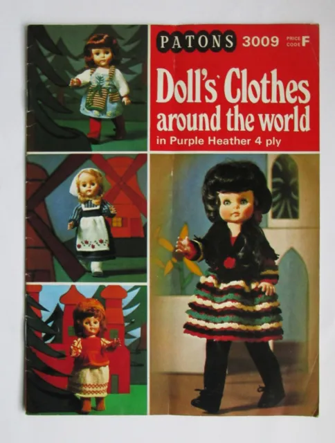 Folleto vintage original patrón tejido muñecas ropa alrededor del mundo