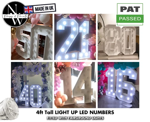 4FT BIG GIANT LED Light Up Numbers, Birthday, Marquee, Party Event FOR ...