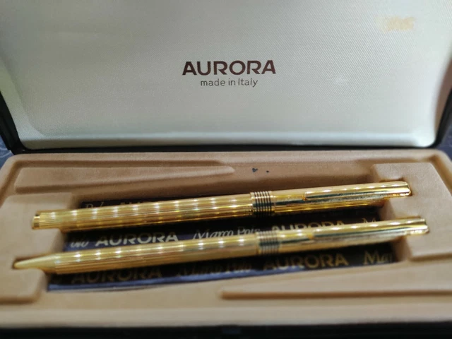 Stylo Plume Et Portemine Aurora 88 Plaqués Or 18 Carats - Occasion Avec étui Et Certificat