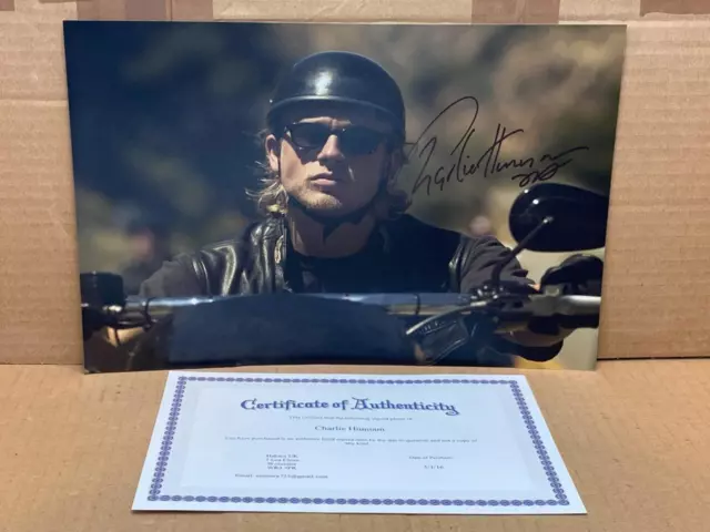 Hand Signed Charlie Hunnam Sons of Anarchy 12 x 8 inch photograph print and Cert