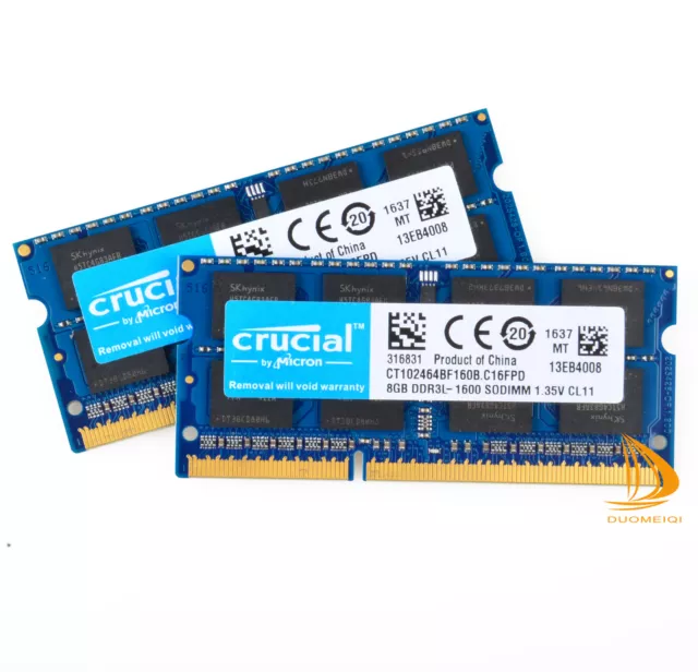 Crucial 16 GB 8 GB 2Rx8 PC3L-12800S DDR3-1600 MHz SODIMM computer portatile test memoria RAM 3