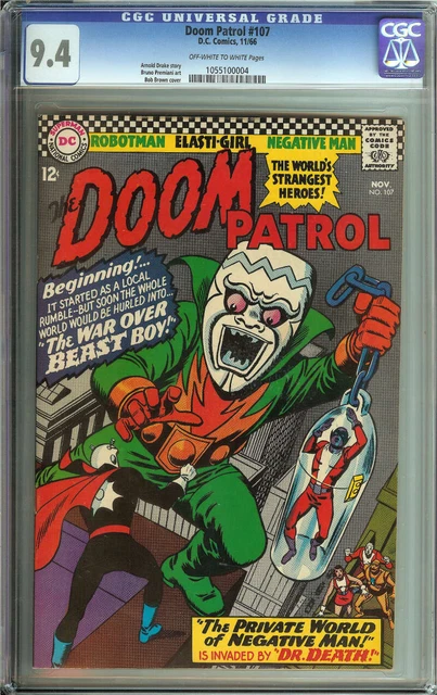 Doom Patrol #107 Cgc 9.4 Ow/Wh Pages // Bob Brown Cover 1966