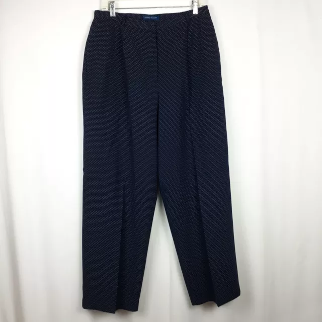 Karen Scott Womens Dress Pants Lined Sz 14 Side Elastic Waist Dark Blue Pockets