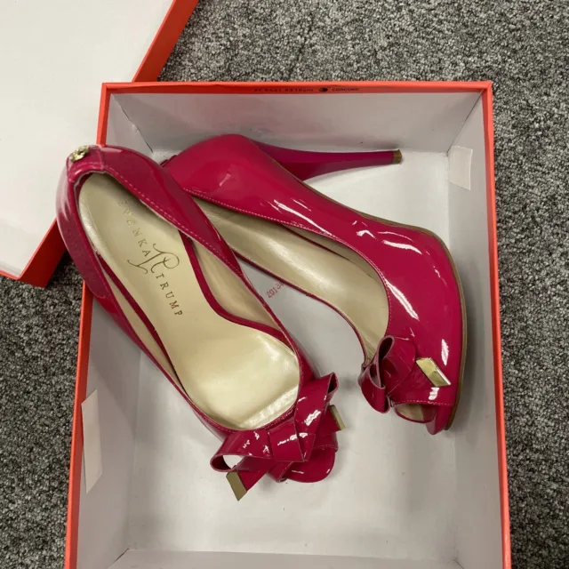 Ivanka Trump Floria Fuchsia Pink Peep Toe Patent Leather Pump 7.5 M With Box