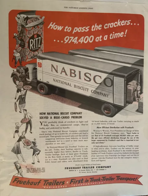 1950's Magazine Ad~FRUEHAUF TRAILERS~National Biscuit Co. 1st in Truck-Trailers