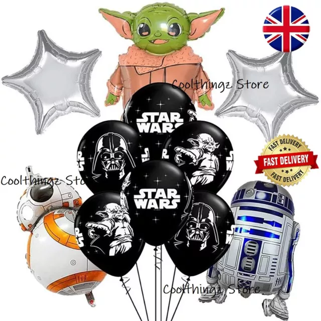 STAR WARS BALLOON SET Birthday Party 11 piece UK SELLER Kids Yoda R2-D2 BB-8
