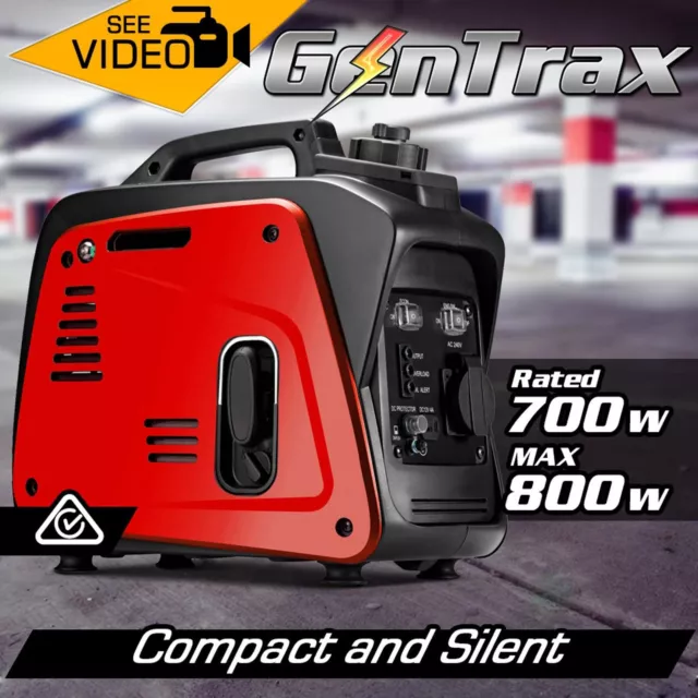 Gentrax Inverter Generator 800W Digital Sine Portable Camping Petrol Silent Type