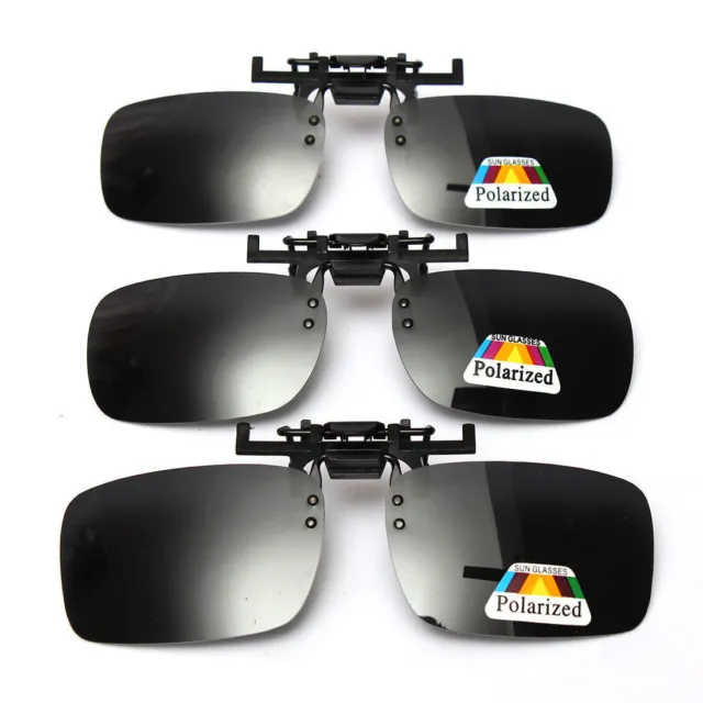 Polarized Light Flip-up Clip-on Lenses Black Sunglasses UV400 Driving Glasses