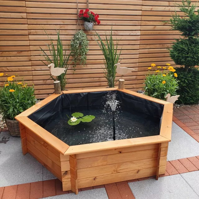 Raised Hexagon Garden Solar Pond Set - Patio Garden With Solar Pump 2