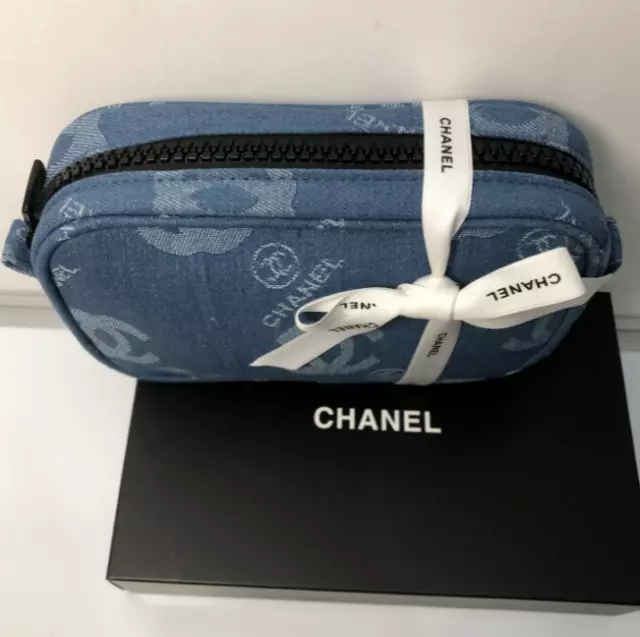 Chanel Beaute Toiletry Pouch Cosmetic Clutch Pouch DENIM