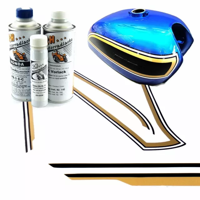 Set vernici Honda CB 750 Four K6 Candy Saphire Blue + kit vernice serbatoio decorazione decorazione